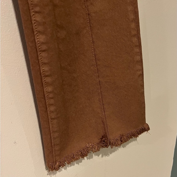 Loft Pintucked Frayed High Rise Kick Crop Jeans In Cocoa Powder Size 26 - Picture 5 of 11